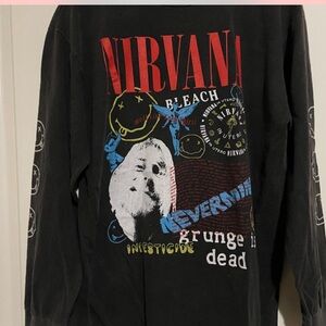Vintage Nirvana Band Single Stitch T Shirt Mens L Black Long Sleeve Kurt Cobain